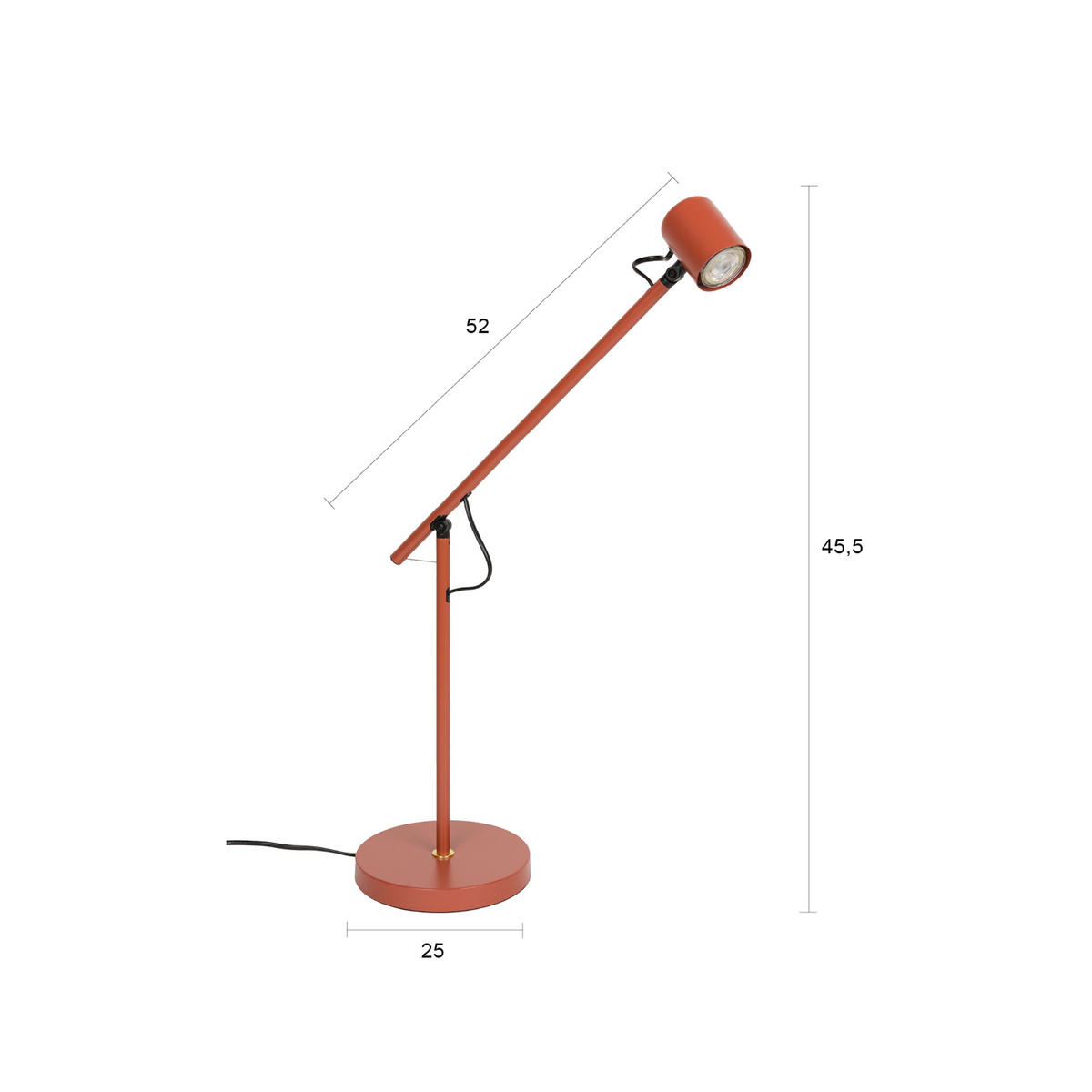 TISCHLAMPE Aero Rot - Rot, Metall (55/20/45.5cm) - Housecraft Living