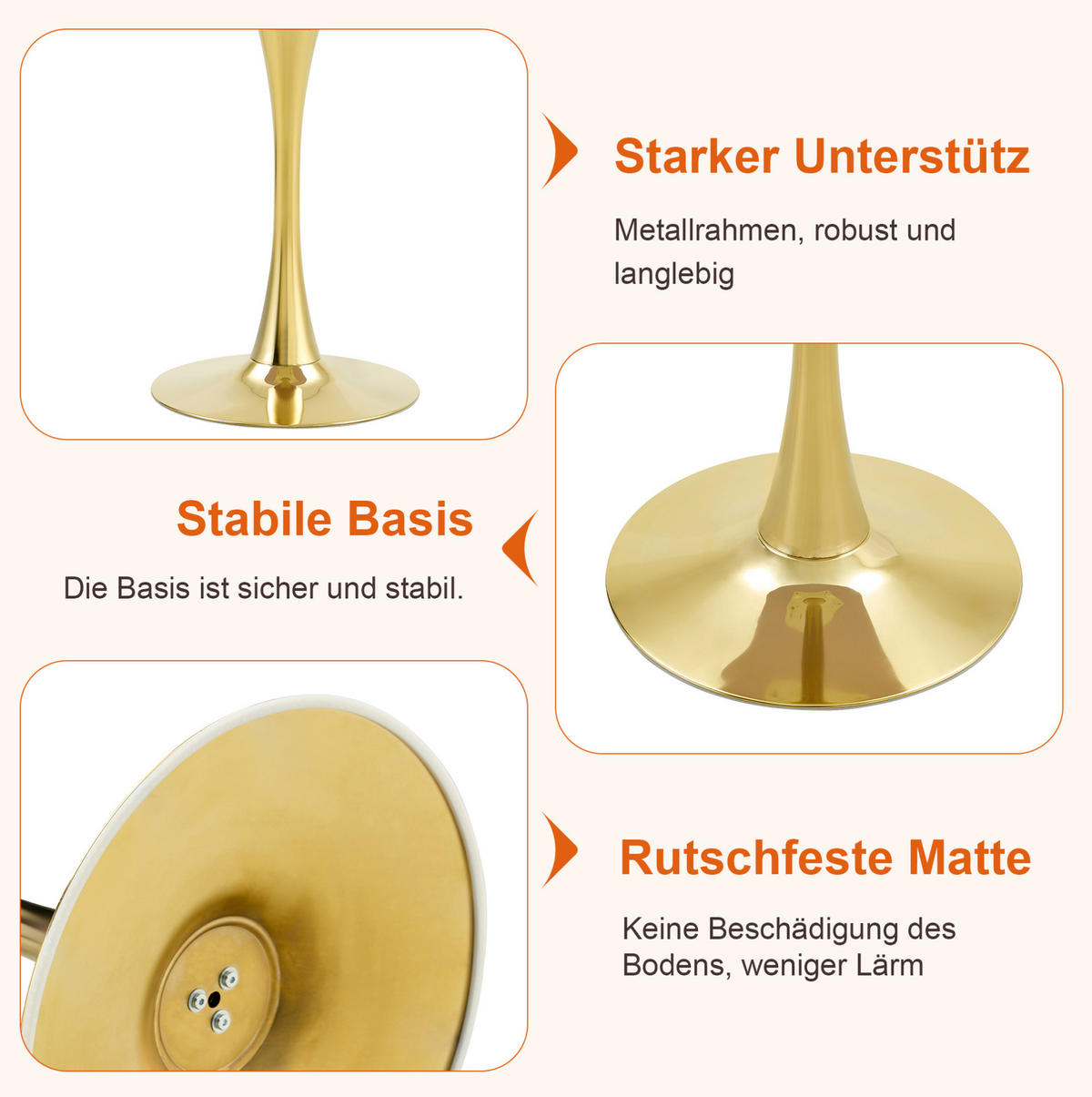 BEISTELLTISCH 60/72 cm in Holzoptik mit goldfarbenem Metallgestell - Schwarz, Holzwerkstoff (60/60/72cm) - Flora Grace