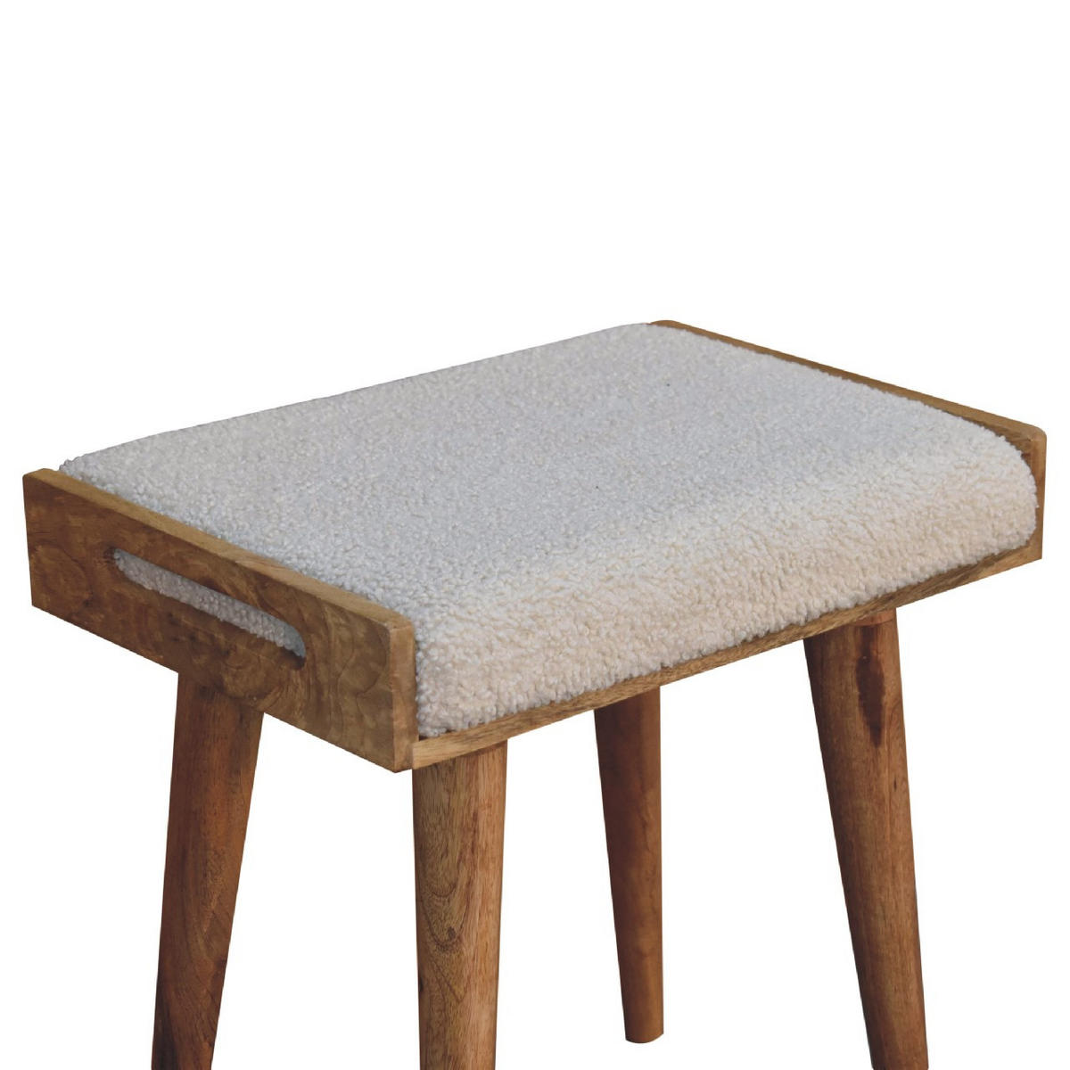 FUSSHOCKER Bouclé Creme Tablett-Stil, Nordische Beine - Beige, Holz (50/52/35cm) - Artisan Furniture