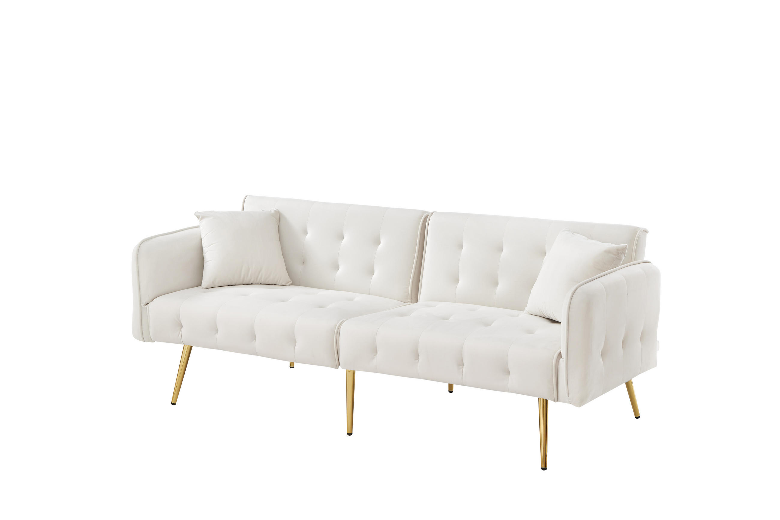 SOFABETT 2-in-1 215 x 81,5 cm Velours Ancient White - Weiß, Kunststoff (178/70/82cm) - Meubliv