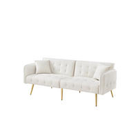 SOFABETT 2-in-1 215 x 81,5 cm Velours Ancient White - Weiß, Kunststoff (178/70/82cm) - Meubliv