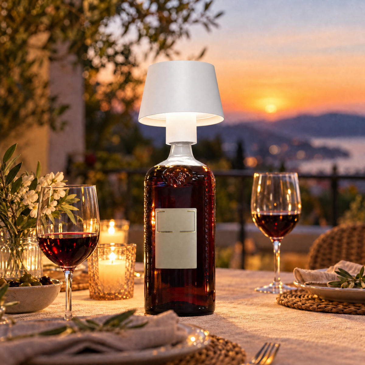 LED-TISCHLAMPE Akku 3-in-1 Weiß dimmbar Flaschenaufsatz 26/45 cm Touch IP54 - Weiß, Kunststoff (11/11/45cm) - Northpoint