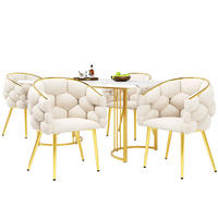 ESSGRUPPE Esstisch 4 Stühle Marmor Gold 140x80cm - Multicolor, Metall (140/75/80cm) - FLIEKS