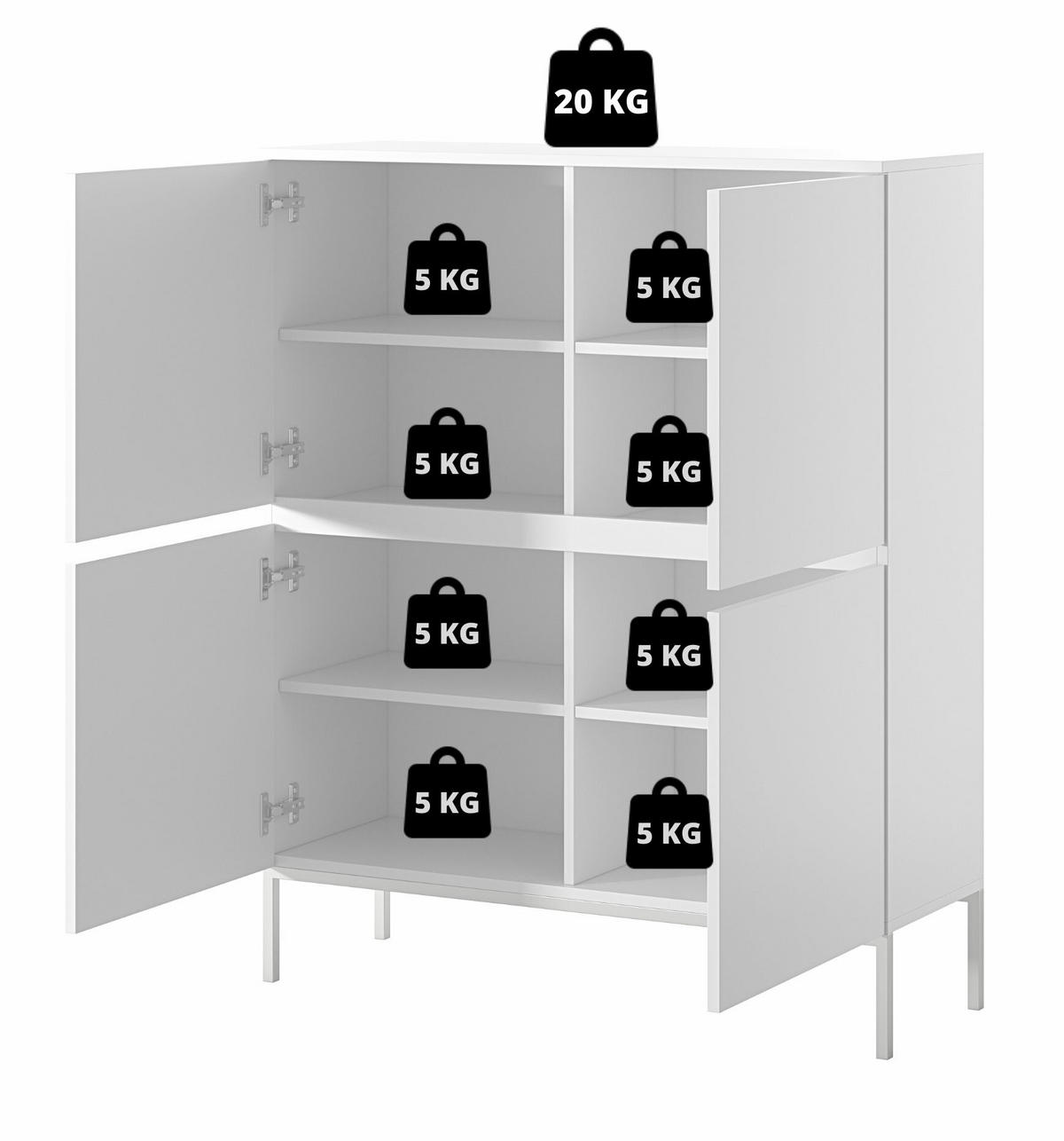 HIGHBOARD Bemmi Beige mit schwarzen Beinen 4-türig 100 cm - Beige/Schwarz, Holzwerkstoff/Metall (100/120.5/35cm) - Selsey