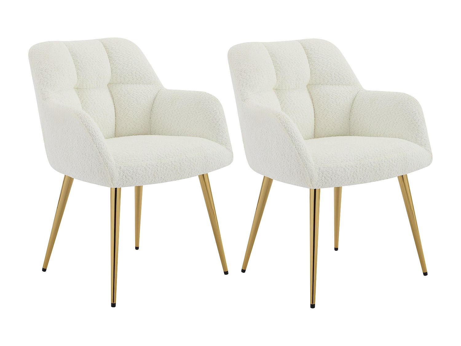 STUHL mit Armlehnen 2er-Set - Bouclé-Stoff & goldfarbenes Metall - Weiß - PEGA - Goldfarben/Weiß, Textil (62/78/58.5cm) - Pascal Morabito