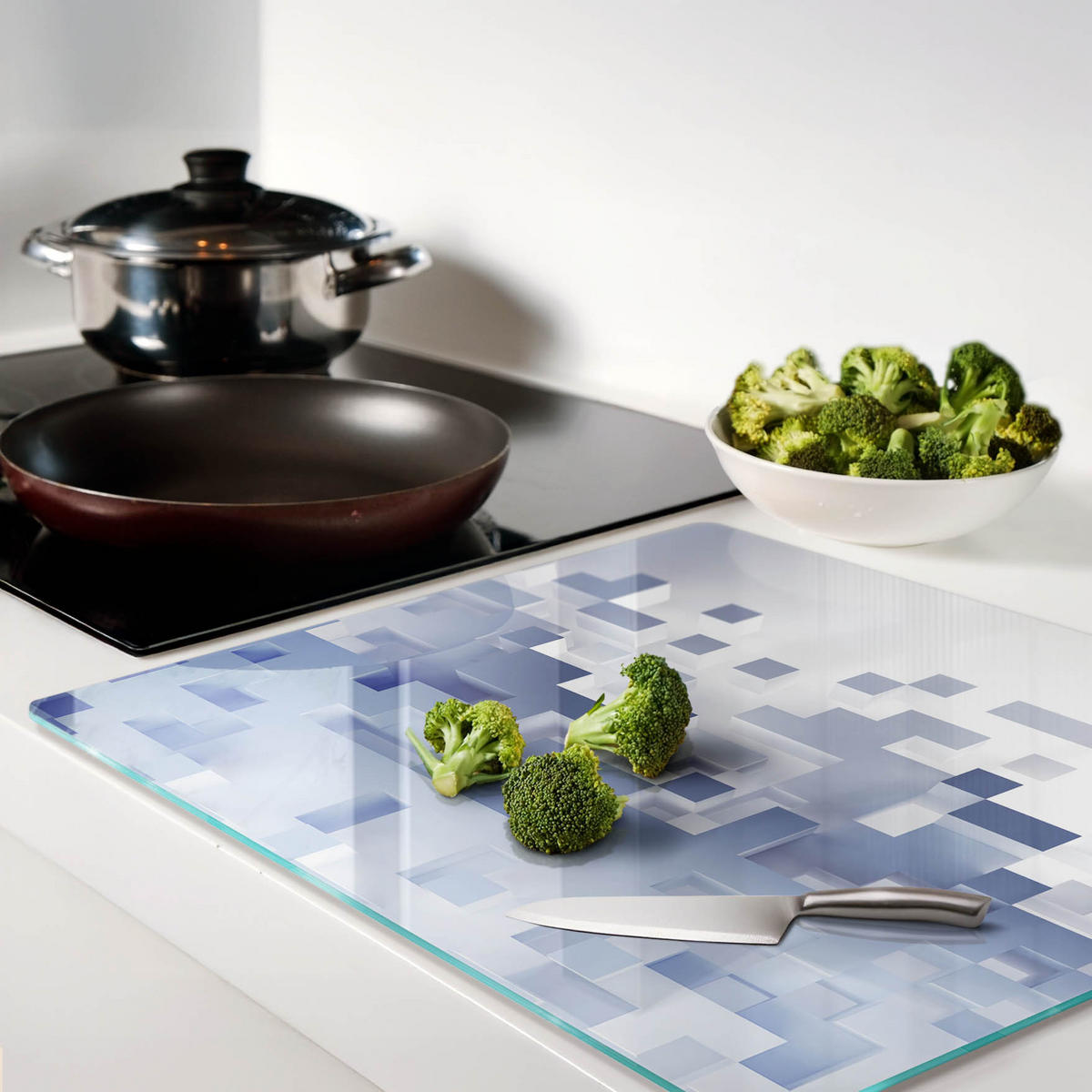 GLASPLATTE 60x52 cm Abstrakter Würfel - Braun, Glas (60/0.4/52cm) - TULUP