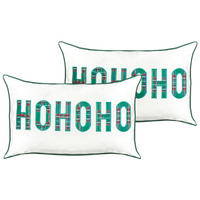 Dekokissen 2er-Set Weiß 50/30 cm Joycandy - Rot/Weiß, Naturmaterialen (50/30cm) - Beliani