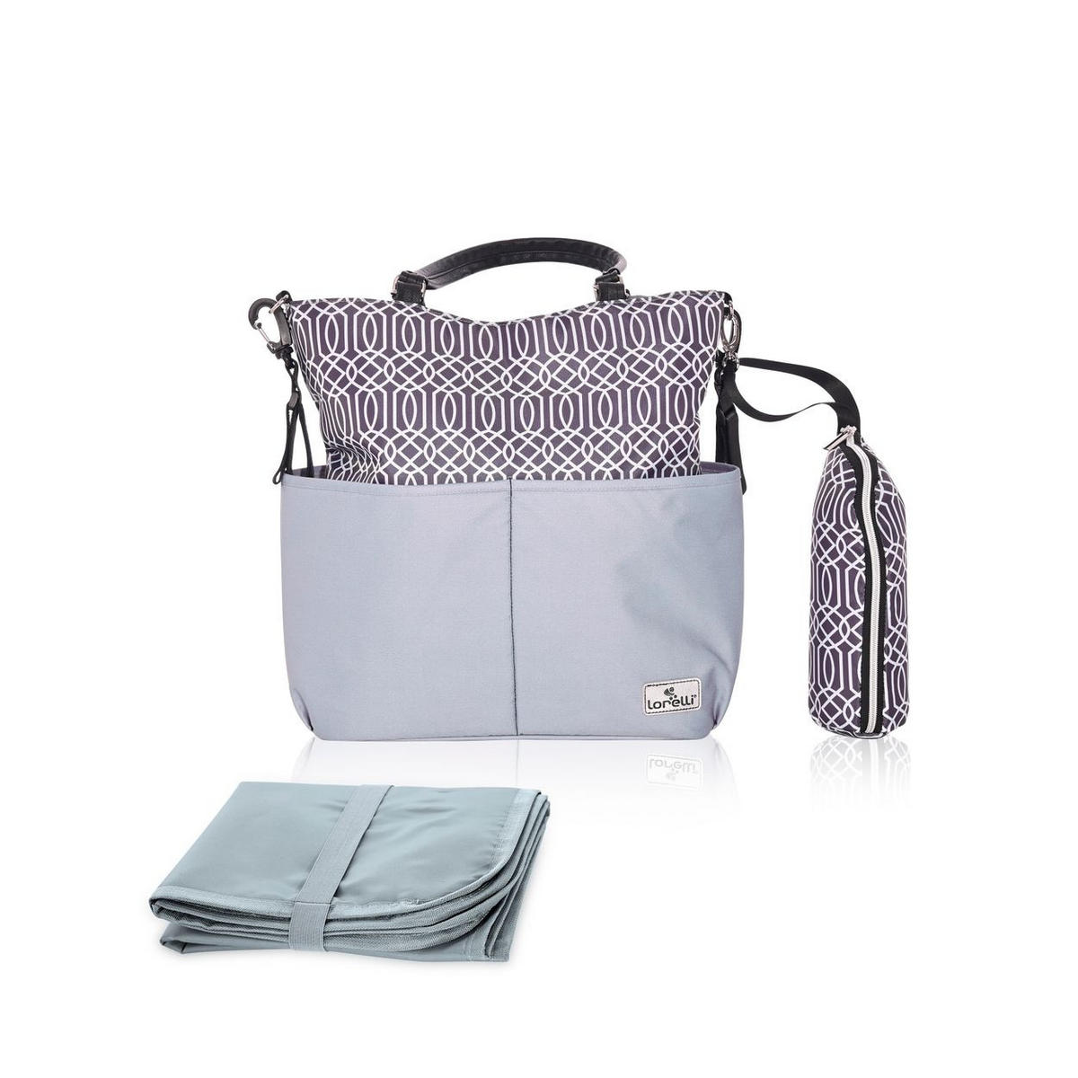 WICKELTASCHE Laura grau Wickelunterlage, 2 Außentaschen, Reißverschluss, Schultergurt - Grau, Textil (11/57/38cm) - Lorelli