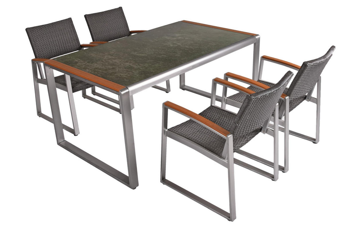 GARTEN-SITZGRUPPE Emmy 5-teilig Gartenmöbel-Set - Braun, Kunststoff - DELUKE