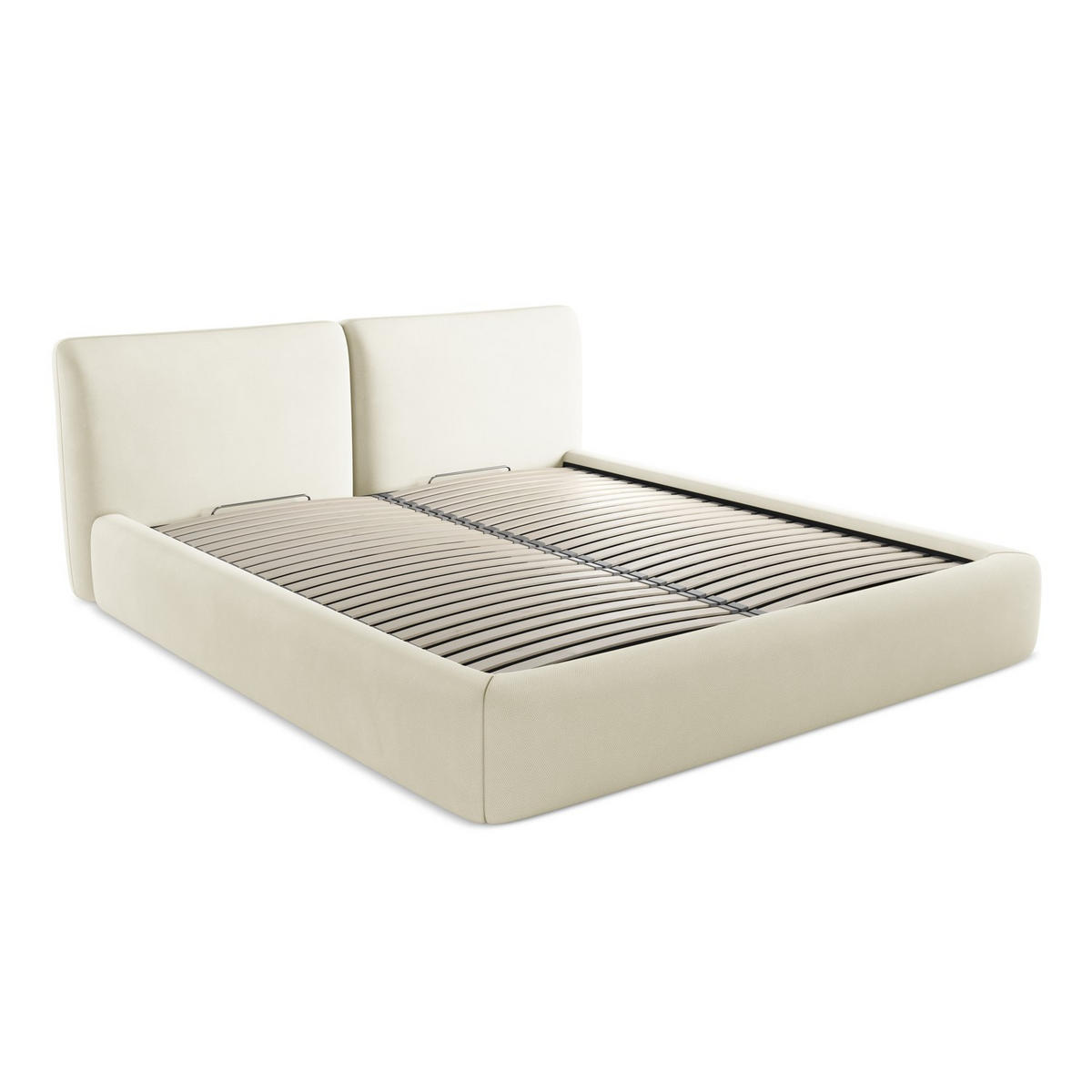 POLSTERBETT mit Bettkasten und Lattenrost 200x228 Beige - Beige/Schwarz, Kunststoff/Textil (180/200cm) - LaMiaSofa