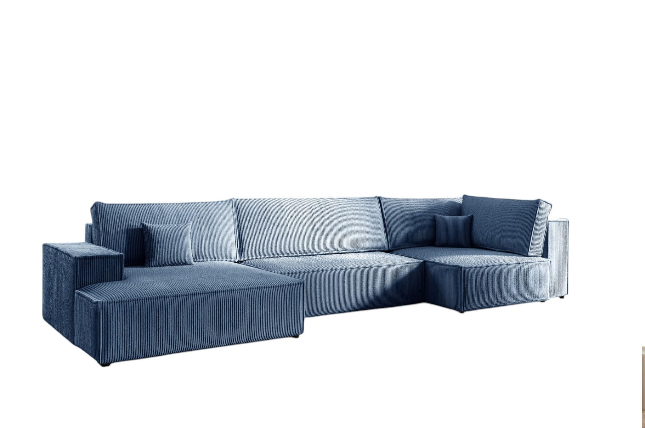 WOHNLANDSCHAFT Corunia - Blau, Holzwerkstoff/Textil (398/70/148cm) - Fun Möbel