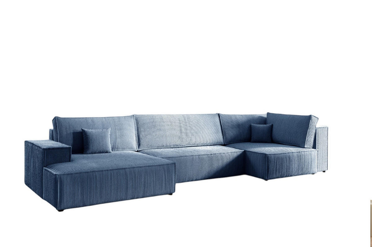 WOHNLANDSCHAFT Corunia - Blau, Holzwerkstoff/Textil (398/70/148cm) - Fun Möbel