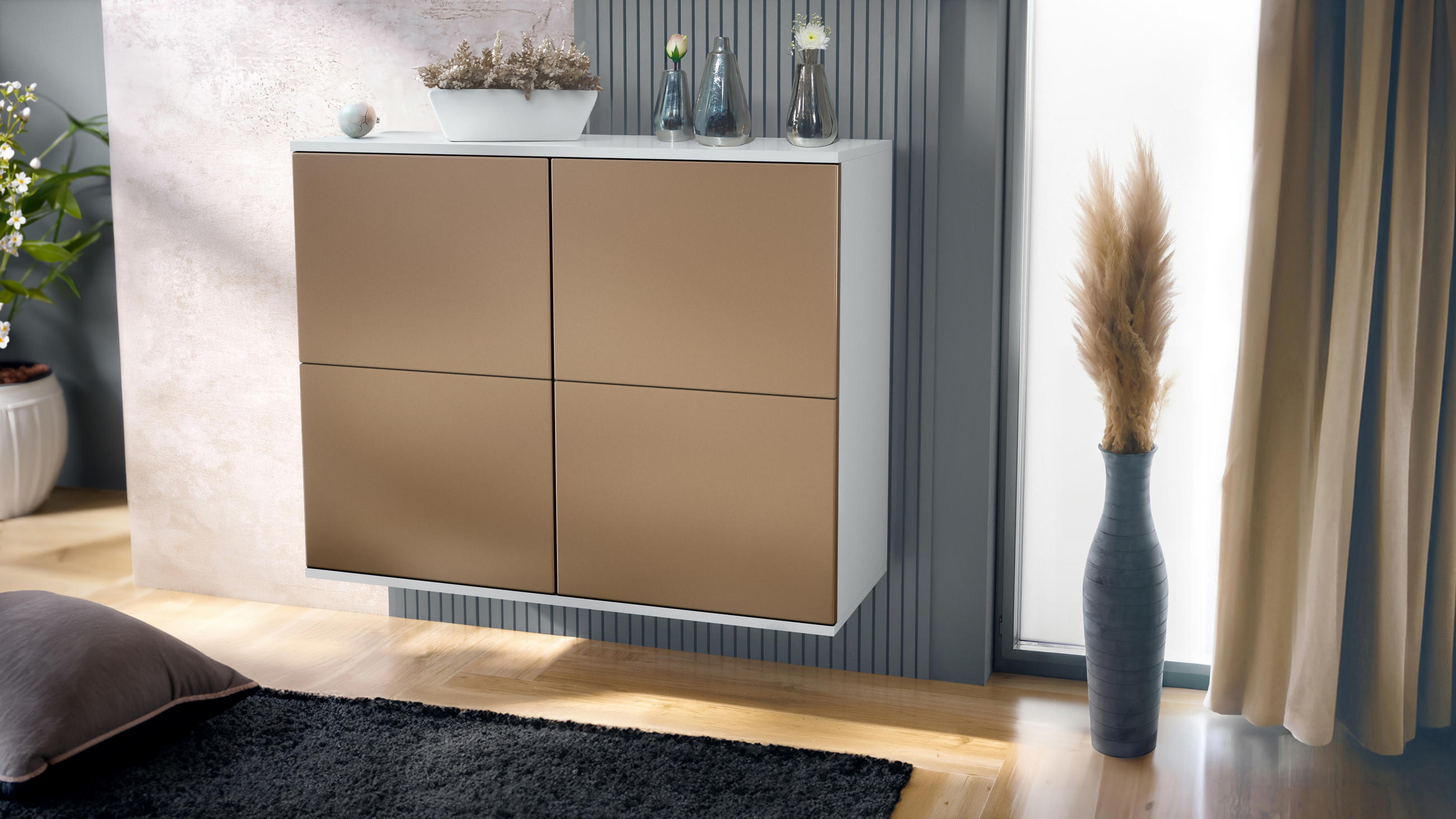 KOMMODE Rova Bronze Optik - Bronzefarben, Holzwerkstoff (92.5/73.5/35cm) - Vladon