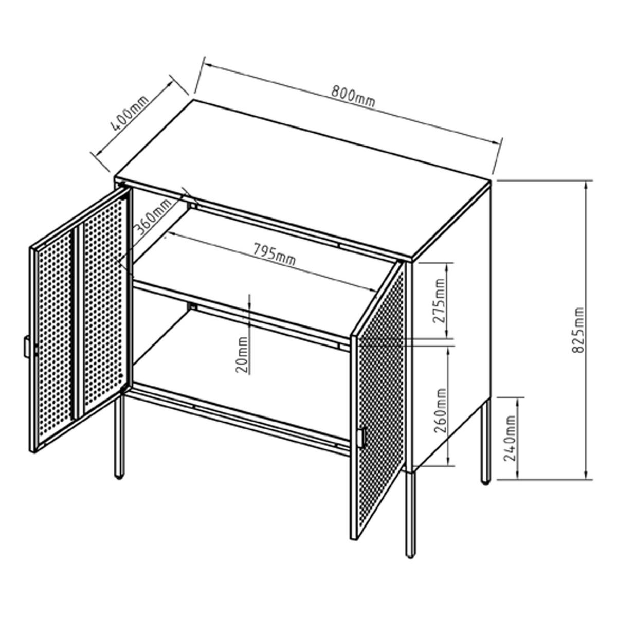 SIDEBOARD Castelli - Weiß, Metall (80/82.5/40cm) - [en.casa]
