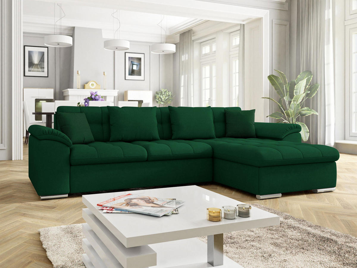 ECKSOFA Diana, Seite: Rechts - Waldgrün, Holz/Textil (280/160cm) - MIRJAN24