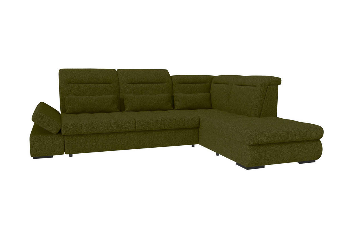 ECKSOFA Toscana Strukturstoff inkl. Schlaffunktion - Grün, Textil (279/227cm) - 99rooms