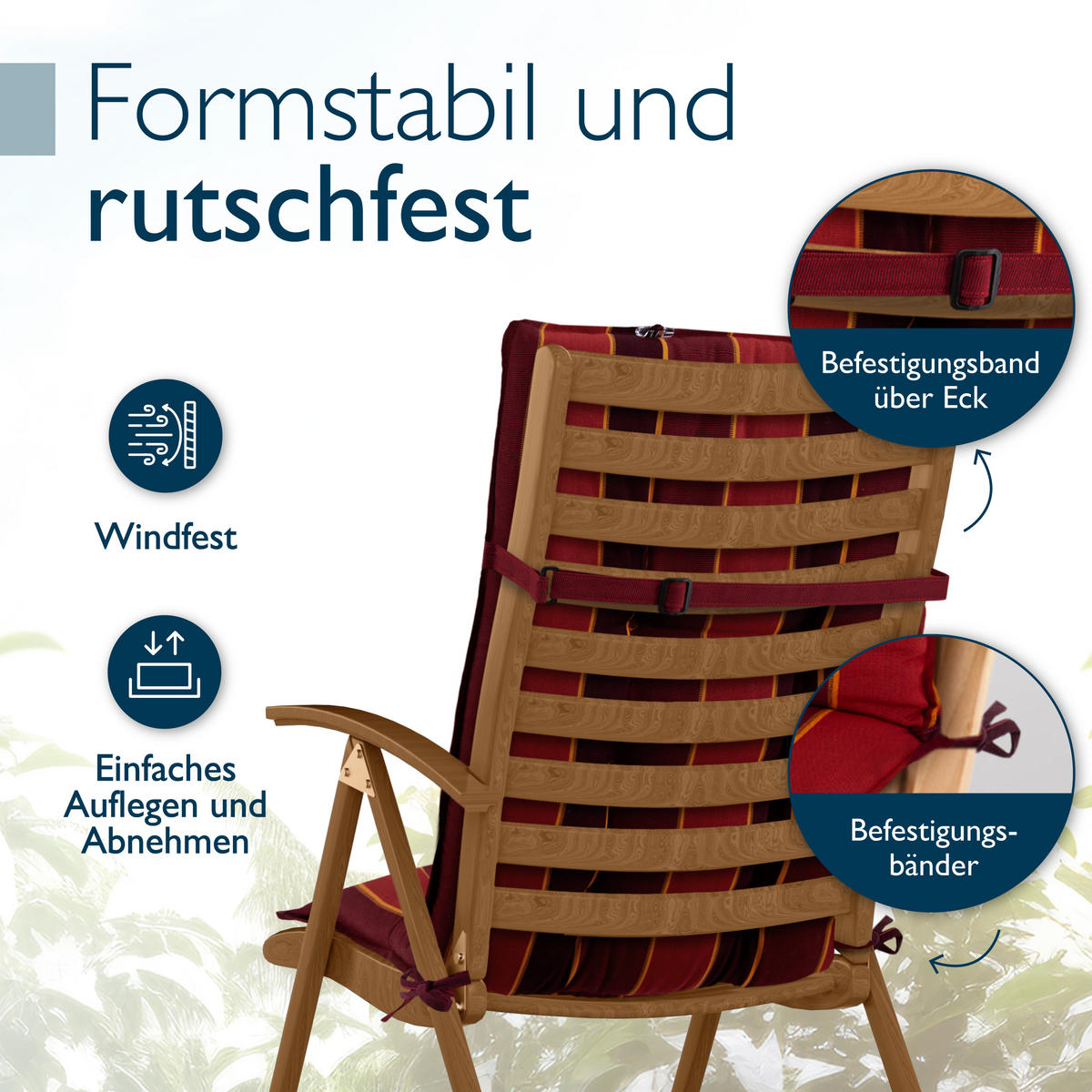 HOCHLEHNER Sun-HL 119x50x8cm Rot-Anthrazit-Gestreift (2tlg) - Dunkelrot, Textil (50/120cm) - Beautissu 