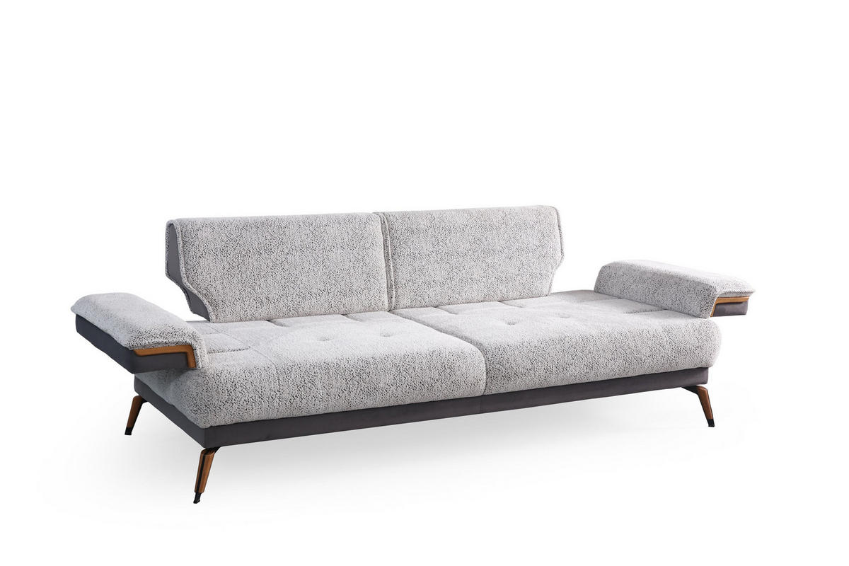 2-SITZER Sofa CARMEN, Grau - Grau, Leder/Textil (190/88/103cm)