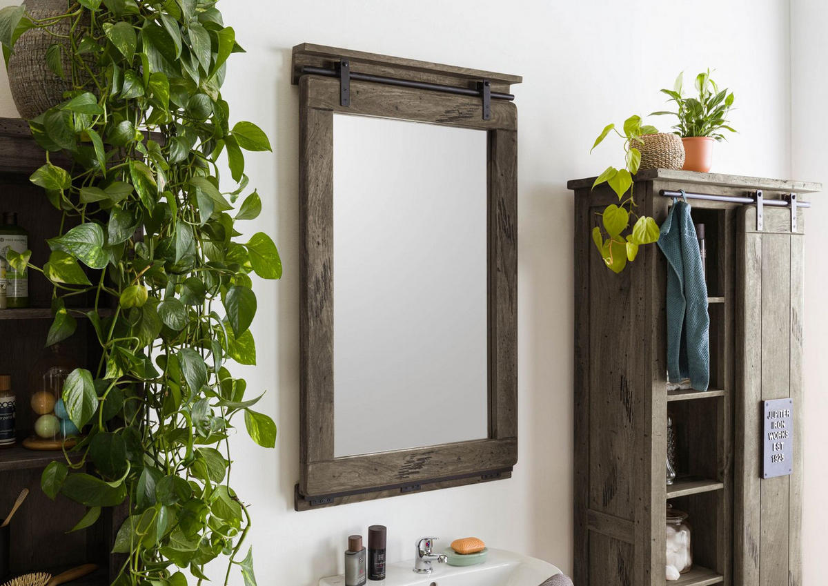SPIEGEL Mango 65x6x110 grau lackiert RAILWAY #283 - Grau, Holz (65/110/6cm) - Massivmoebel24