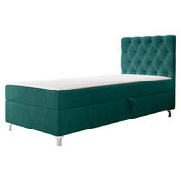 BOXBETT Chester 1, Seite: Rechts - Smaragdgrün/Silberfarben, Holz/Textil (90/200cm) - MIRJAN24