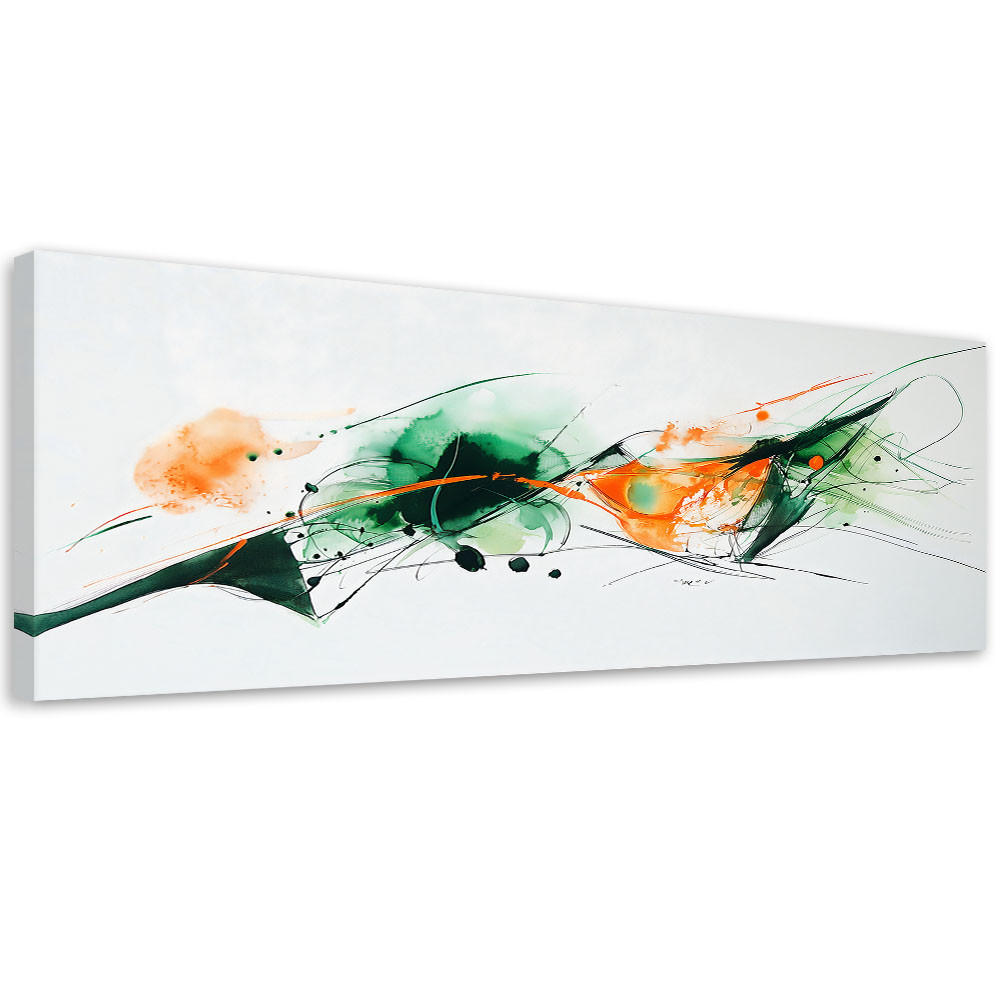 LEINWANDBILD Abstrakt Bunte Flecken Aquarell 150x50cm - Grün, Textil (150/50cm) - Feeby