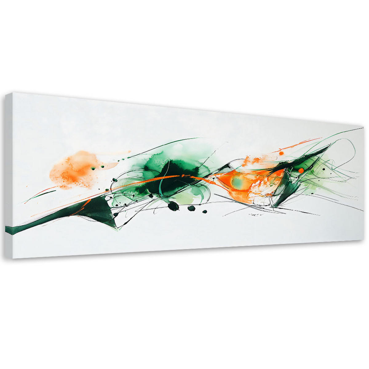 LEINWANDBILD Abstrakt Bunte Flecken Aquarell 150x50cm - Grün, Textil (150/50cm) - Feeby