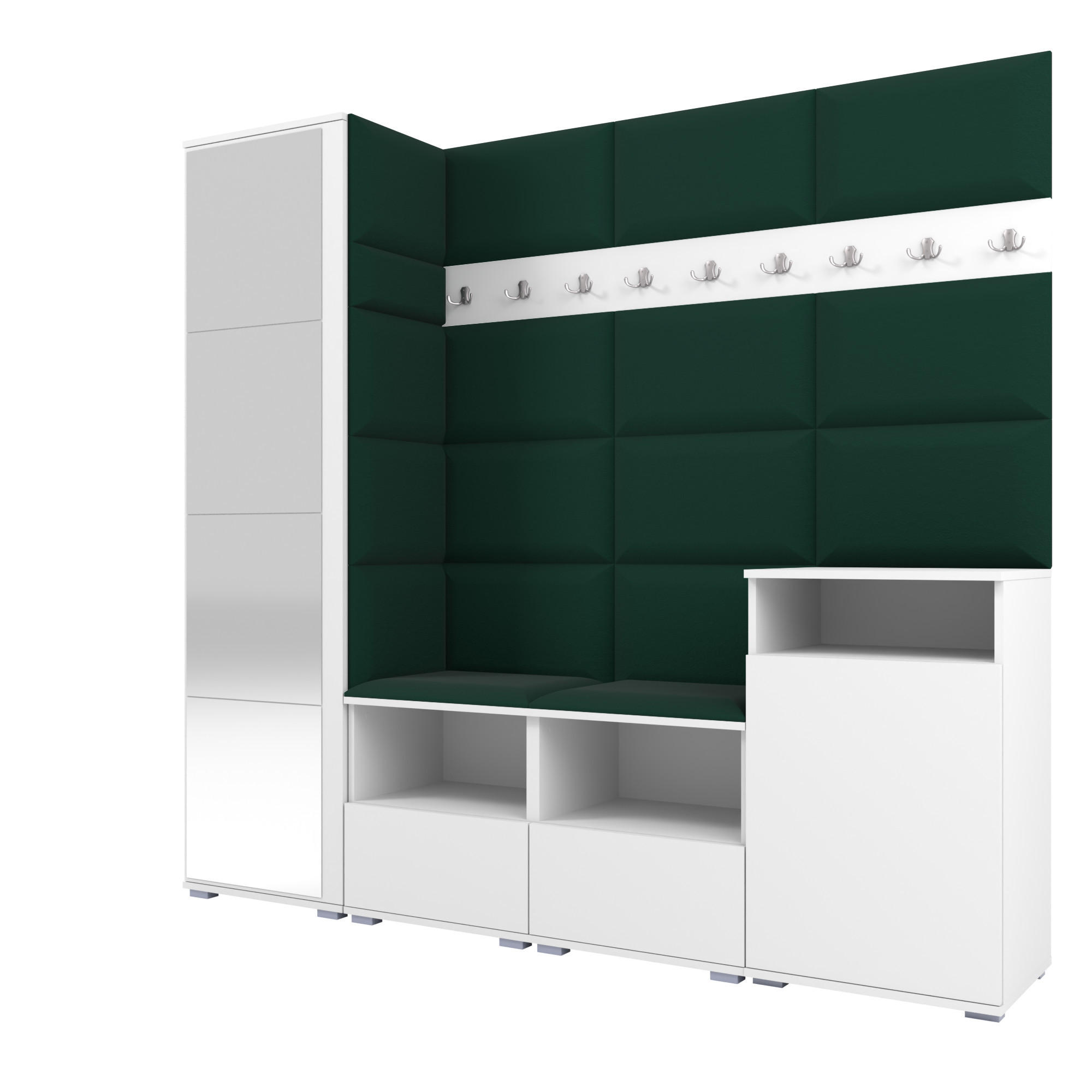Ravio Garderobe Weiß, Dunkelgrün 200x187x40 cm