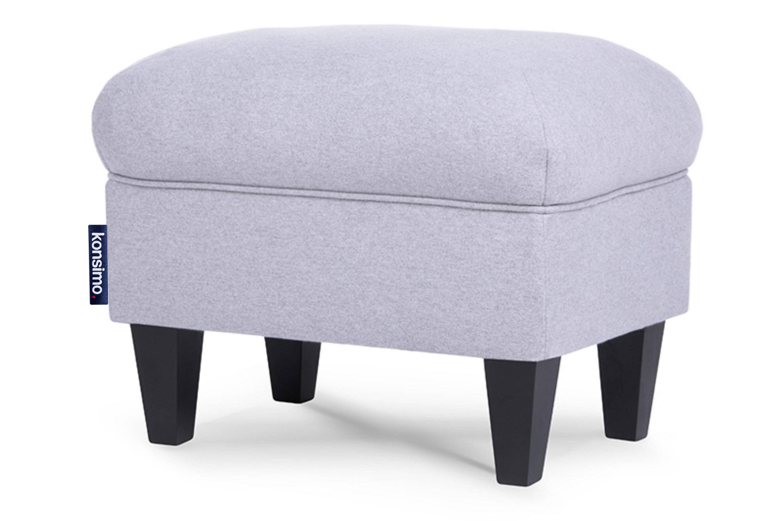 SITZHOCKER MILES Pouffe zeitloses Design und pflegeleichter Stoff, hellgrau - Hellgrau, Holzwerkstoff/Buchenholz (55/42/40cm) - KONSIMO®