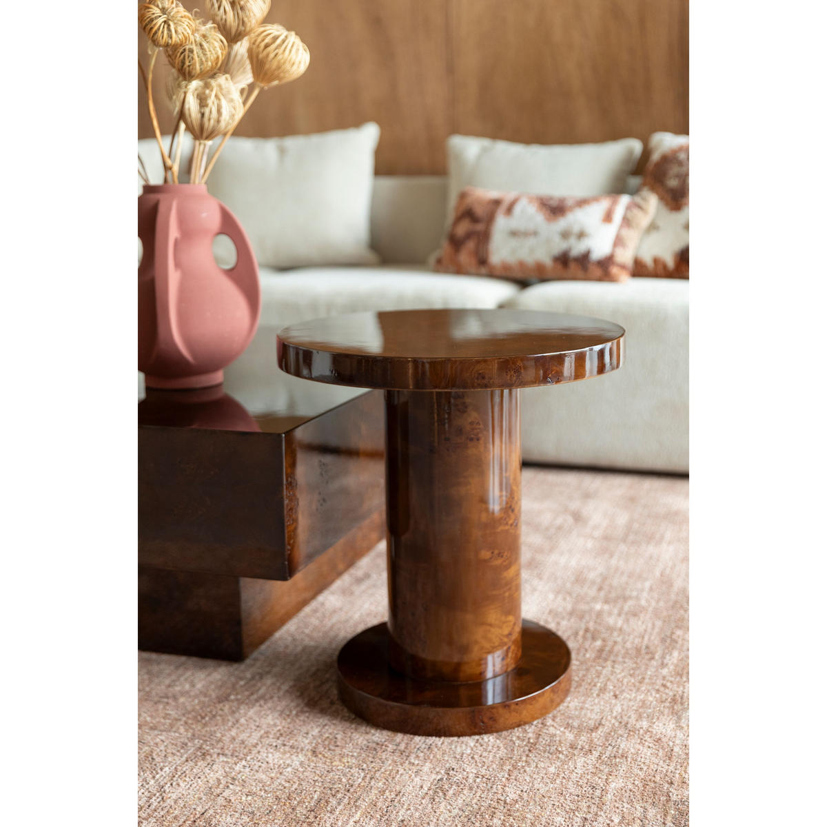 BEISTELLTISCH Quinn Rund 46 cm Walnussfarbe - Braun, Holz (46/46/51cm) - Dutchbone