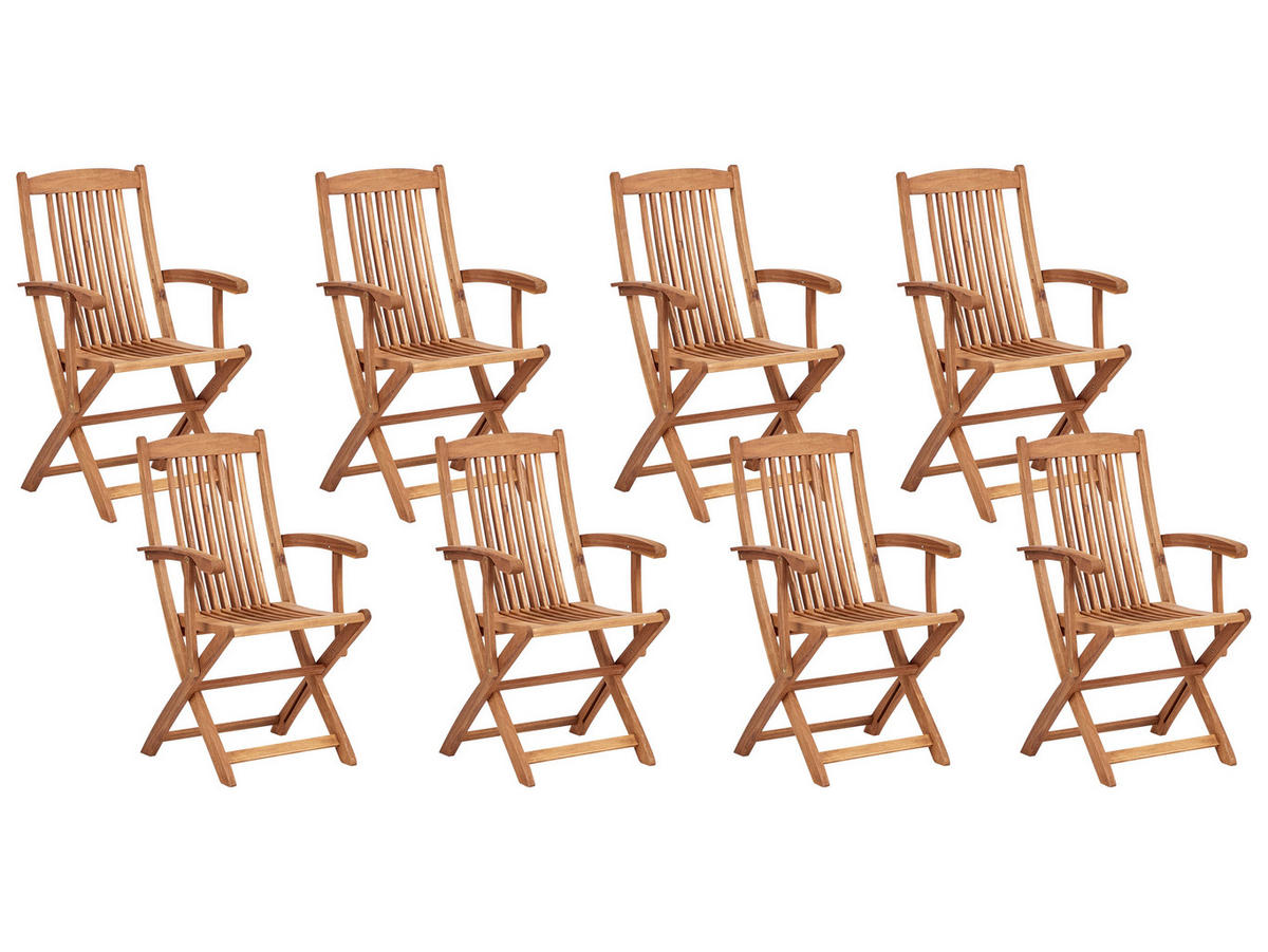 GARTENTISCH-SET 8-Sitzer Heller Holzfarbton Maui II - Hellbraun, Holz - Beliani