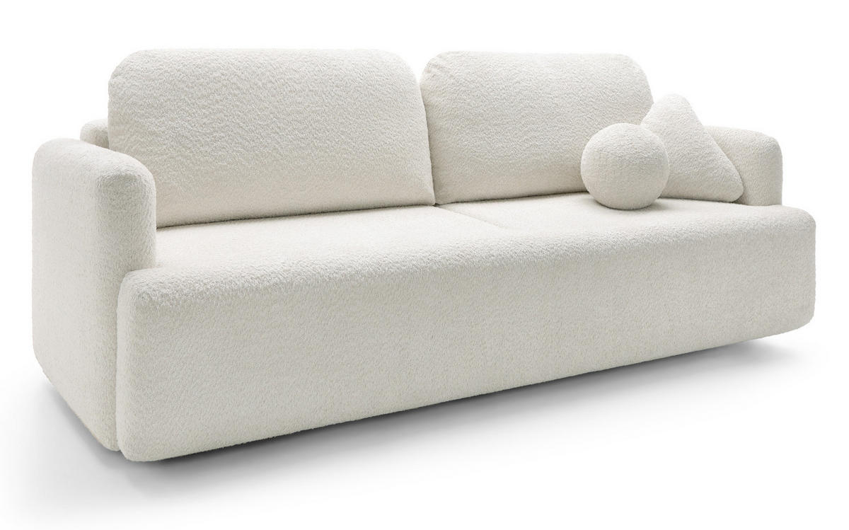 SCHLAFSOFA Lambina Cremeweiß Boucle - Creme/Schwarz, Kunststoff/Textil (227/92/104cm) - Selsey