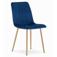 STUHL ORSARA 1 Stück, Blau, Metallbeine in Holzfarbe, mit Samtstoff gepolstert - Blau, Textil/Metall (43/90/51cm) - Komodee