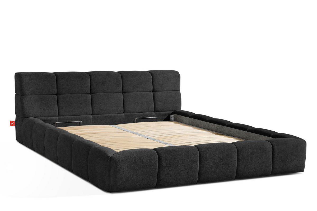 POLSTERBETT AERI 140/160/180/200 mit Rahmen und Bettkasten, anthrazit - Anthrazit, Holz/Holzwerkstoff (200/200cm) - KONSIMO®