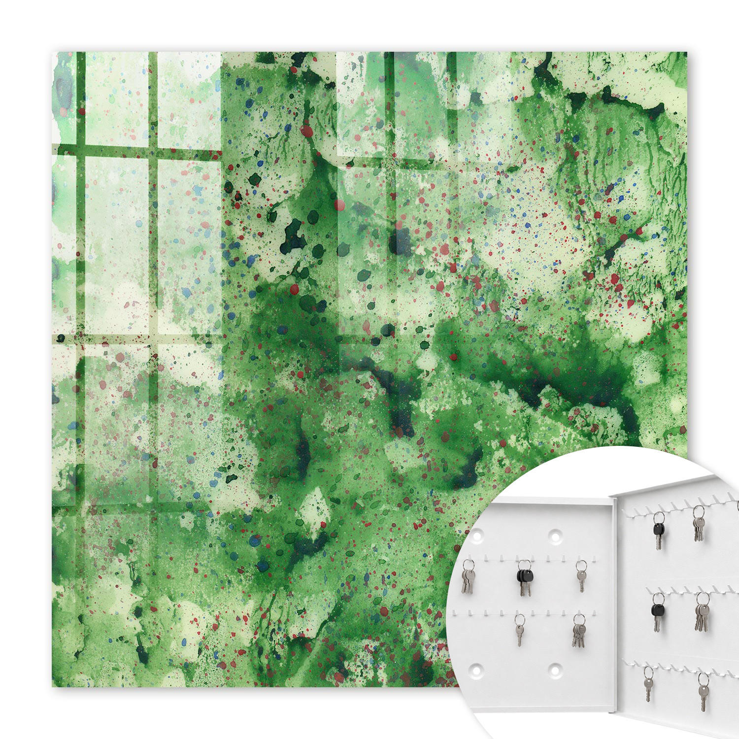 SCHLÜSSELBOX Weiß 30x30 cm – Türöffnung nach rechts - Grünes Chaos - Grün, Metall (30/30/5cm) - TULUP