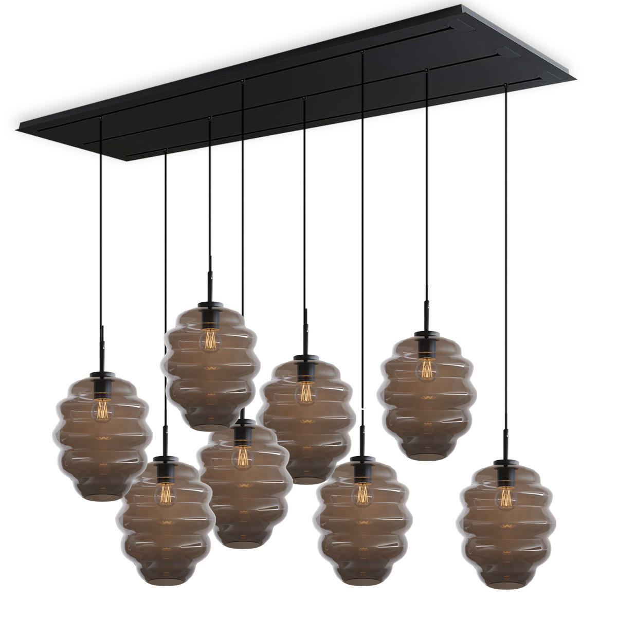 HÄNGELEUCHTE Echos 8-flammig Rauch Ø 25cm - Anthrazit/Schwarz, Glas (25/25/28cm) - s.luce