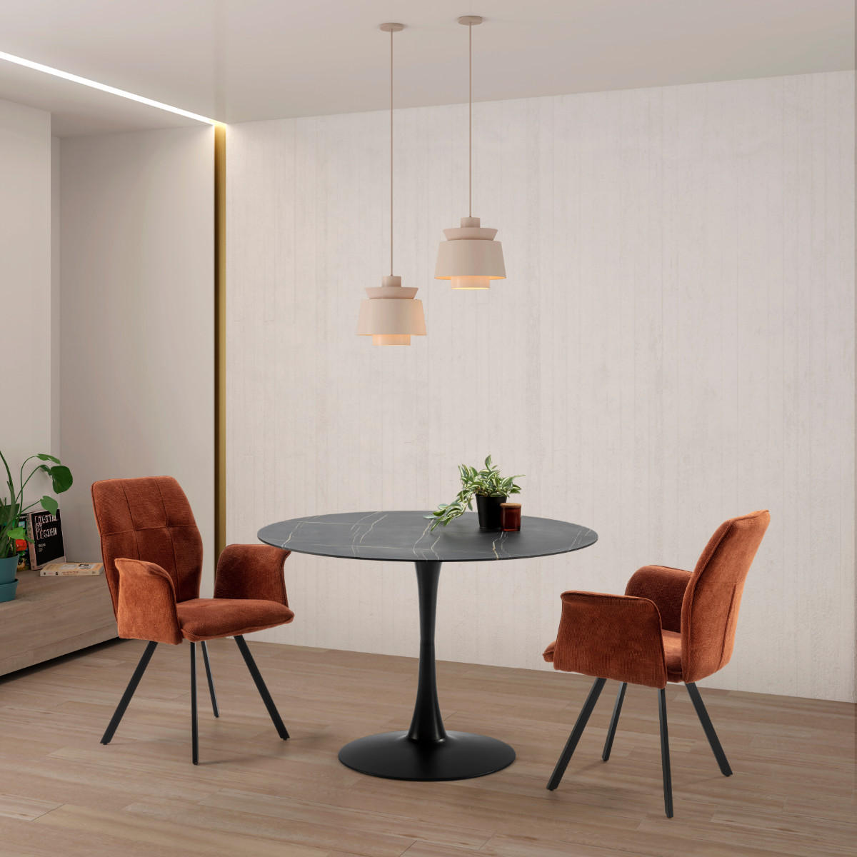 SESSEL (Set aus 2) aus stoff mit schwarzen metallbeinen - mery 62/60/47 cm - Orange, Textil (60/47/62cm) - Calicosy