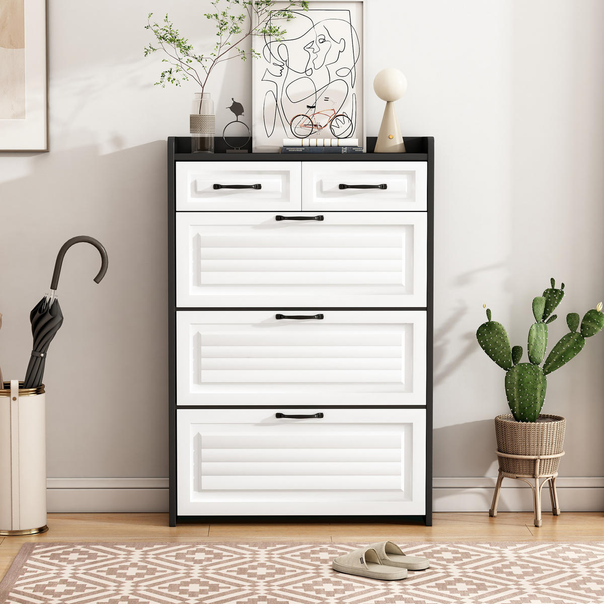 SCHUHSCHRANK drehbar mit Klappen Holz 80x23.5x131cm - Multicolor, Holzwerkstoff (23.5/131/80cm) - FLIEKS