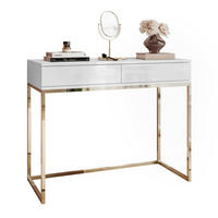 KONSOLE BLANCO mit Schubladen GOLD CHROM Weiß Hochglanz PUSH OPEN - Weiß Hochglanz/Goldfarben, Holzwerkstoff (42/100/81cm) - Lookway