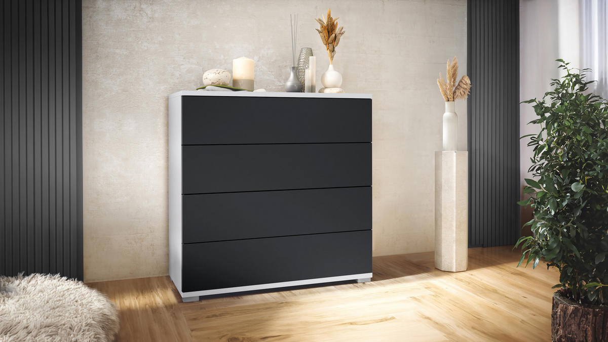 KOMMODE Pavos Schwarz matt - Schwarz, Holzwerkstoff (76/76/35cm) - Vladon