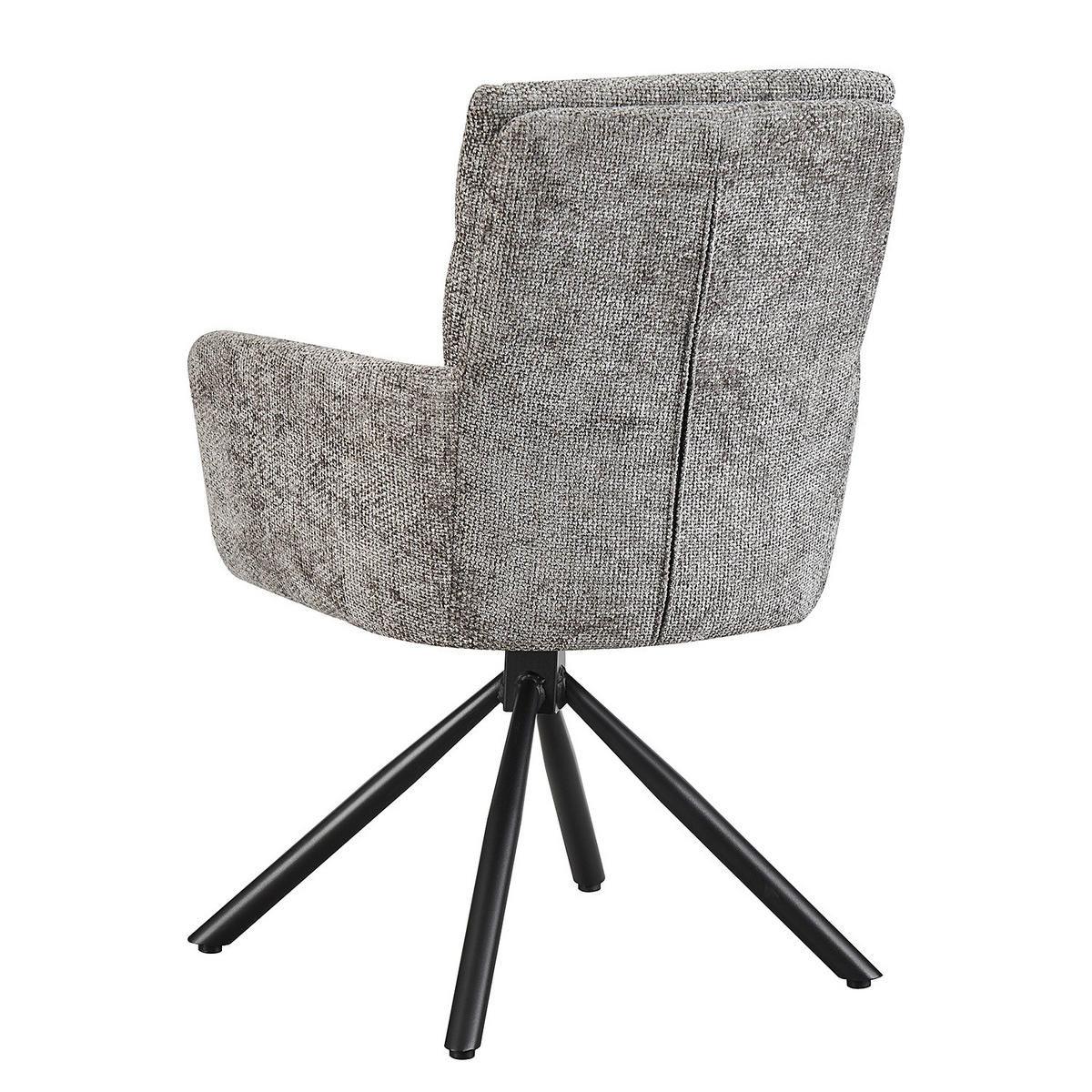 ARMLEHNENSTUHL - Strukturstoff / Eisen - Grau / Schwarz - Grau, Textil/Metall (61/92/64cm) - home24