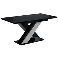 ESSTISCH ausziehbar 120 -160x90x75 cm - Hochglanz Schwarz/Betonoptik - AOX - Schwarz Hochglanz, Holzwerkstoff (120/90/75cm) - ALTDECOR