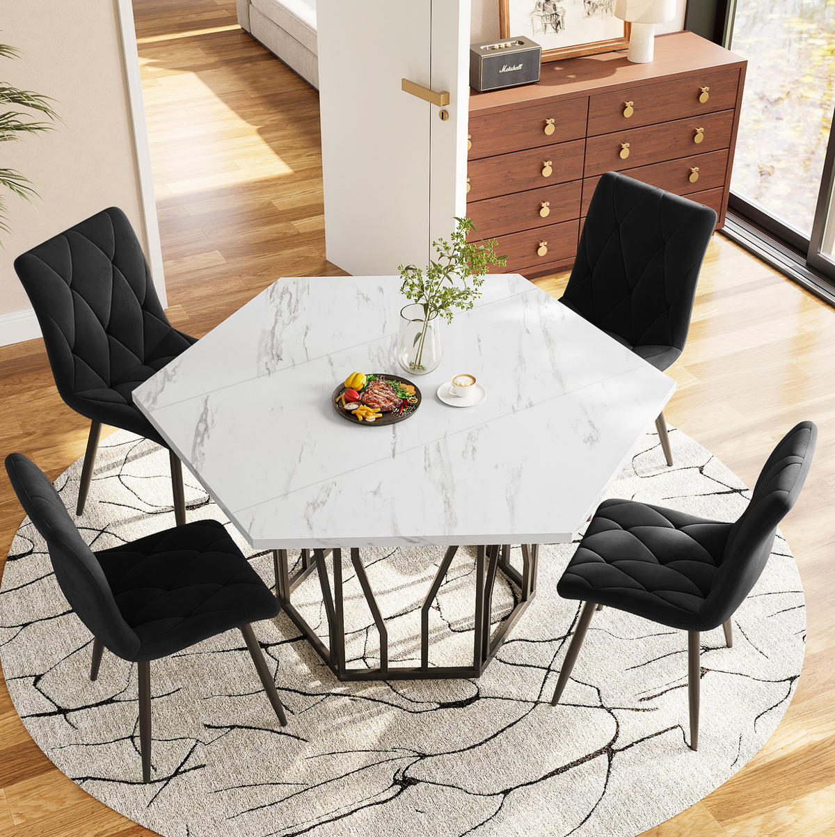 JÍDELNÍ stůl z MDF a oceli, 115,5/100/75 cm bílá/černá - černá, kompozitní dřevo (115.5/100/75cm) - BEAOK