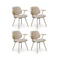 ARMLEHNSTUHL-SET 4 Stück in Teddystoff Beige - Beige, Textil/Metall (50/82/58cm) - Furnhouse