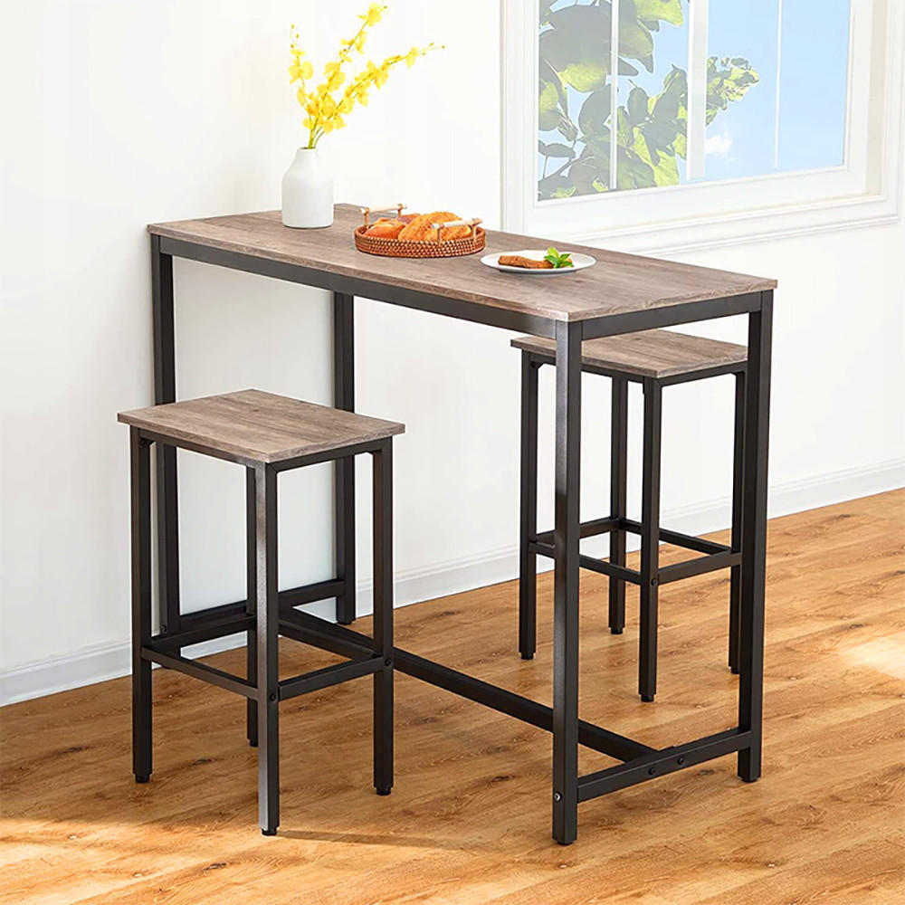 BARMÖBEL SET, braun, 100/40/90 cm - Schwarz/Braun, Metall (100/90/40cm) - Rebiko