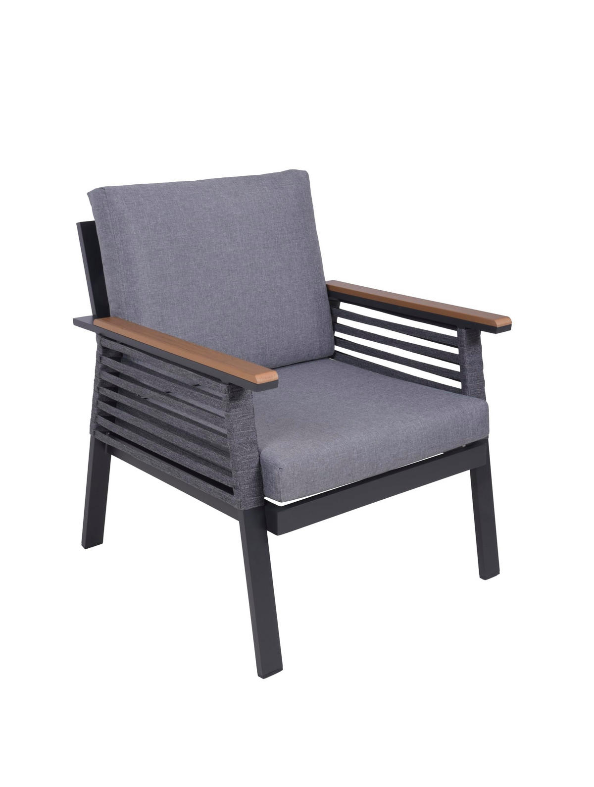 GARTENLOUNGESET Jarle inkl. Kissen Dunkelgrau Gartenmöbel - Dunkelgrau, Kunststoff - DELUKE