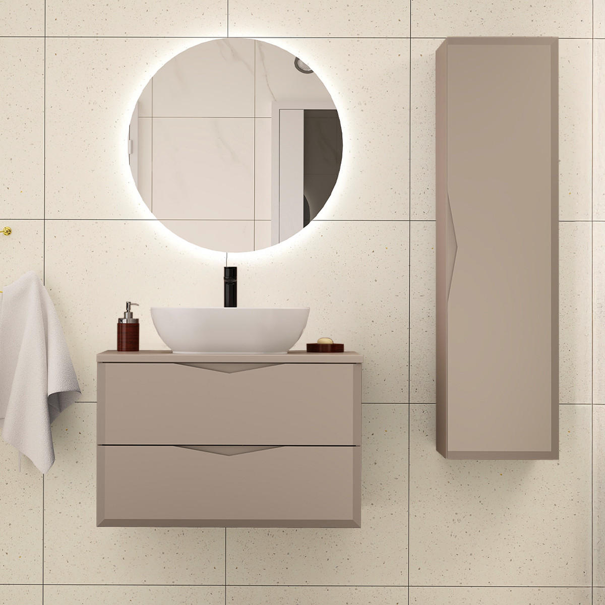 BADMÖBEL 80.6cm Ellie 2er-Set Kaschmir - Beige, Holzwerkstoff (80.6/52.2/46.5cm) - Petits-meubles