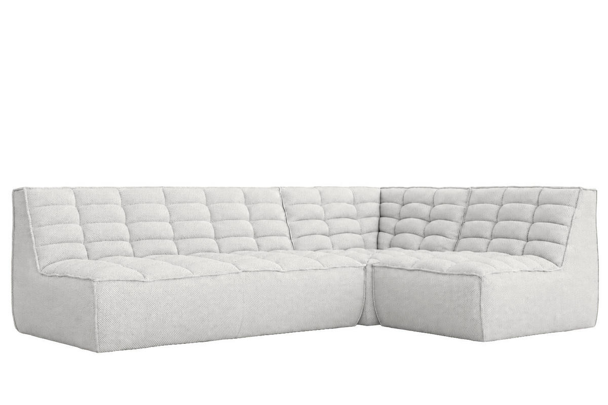 ROHOVÁ SEDAČKA modulární ve tvaru L, plyšová tkanina Pop, Ice, Pravá strana, LAZY L Mini - bílá, dřevo (253/173cm) - Kaiser Möbel