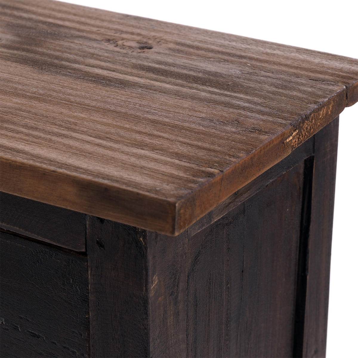 FLURSCHRANK PLANT 80 Mahagoni Recyclingholz, Used Look 04 schwarz-natur - Graubraun, Holz (35/80/25cm) - DESIGN DELIGHTS