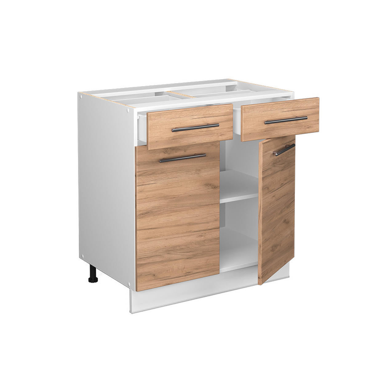 KÜCHENUNTERSCHRANK Fame-Line Goldkraft Eiche 80 cm ohne AP - Eiche Wotan/Weiß, Holzwerkstoff (80/82/51.6cm) - Vicco