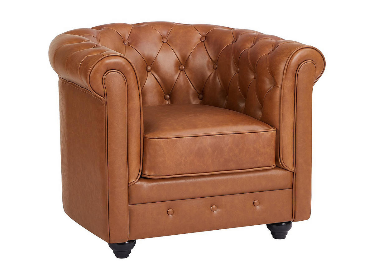 LEDERSESSEL - Rindsleder - Camelfarben - CHESTERFIELD - Braun, Leder (82/72/78cm) - Vente-Unique